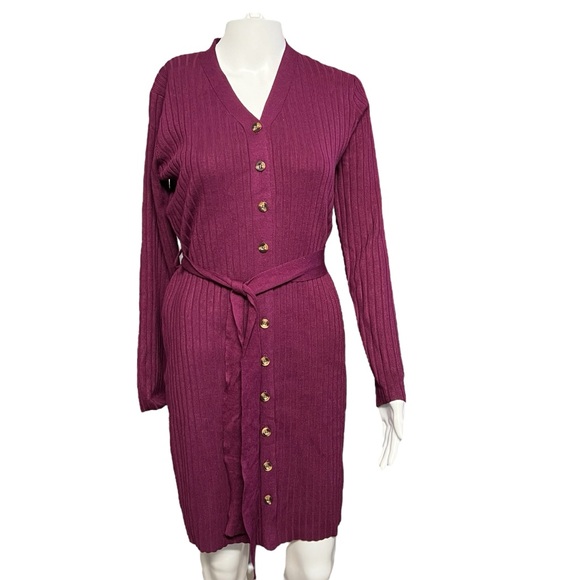 lark + Grey Dresses & Skirts - Lark + Grey - Womens Ribbed Sweater Dress w/Belt Sz MD